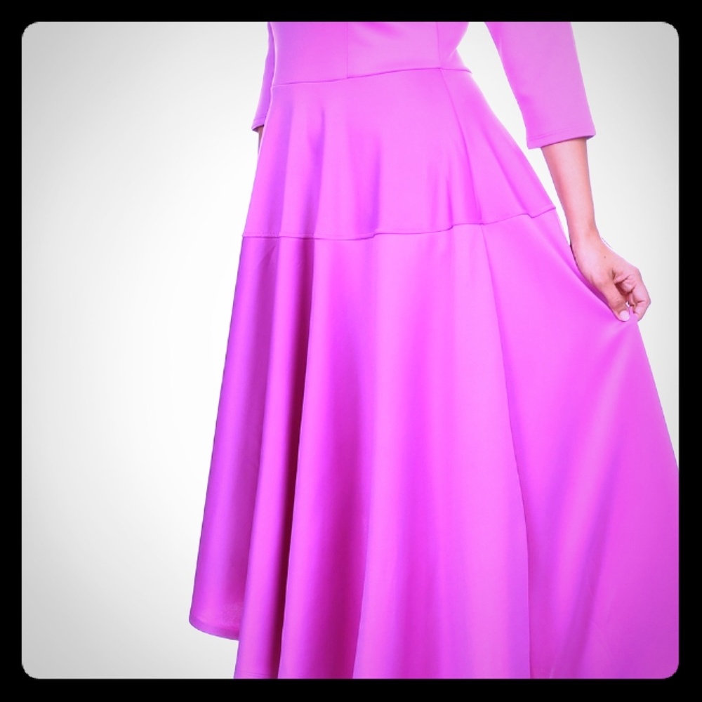 Scuba material Asymmetric beautiful pink dress new